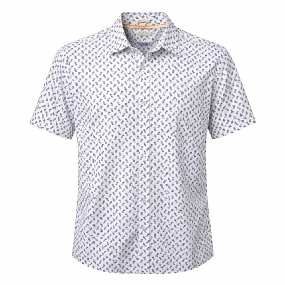 Age Of Wisdom White Pineapple Print Short Sleeve Button Down Shirt XL Modern